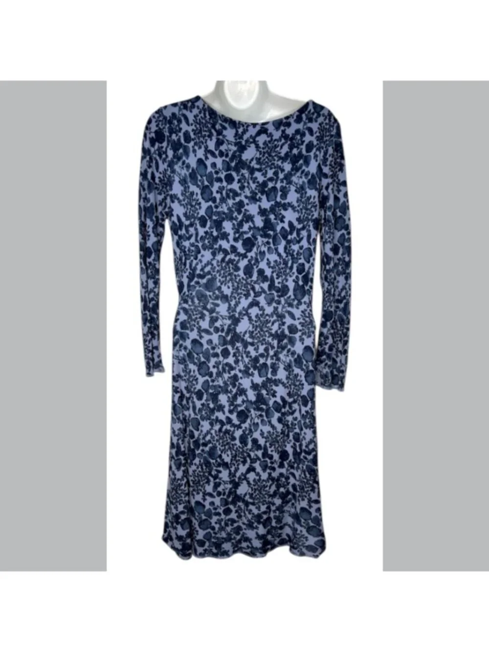 Tory Burch Michele Floral Dress Periwinkle Blue Faux Wrap Ruched V-Neck Small